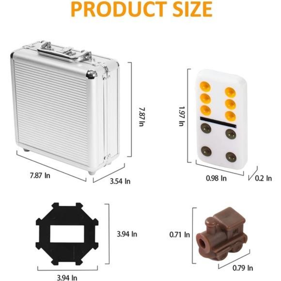 Double 12 Coloured Dot Dominoes Mexican Train Game Set with Aluminum Case - Picture 4 of 6